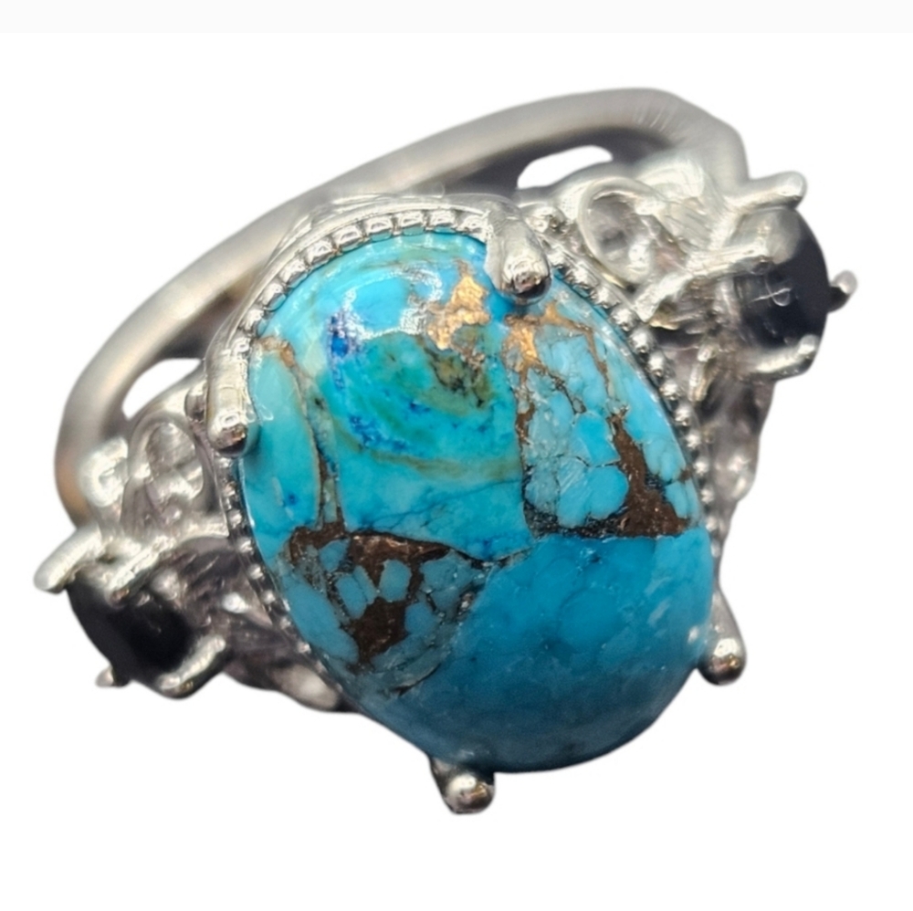 Turquoise and Shungite Ring